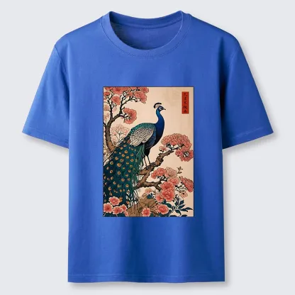 Tokyo-Tiger Vintage Peacock Ukiyoe Print Classic T-Shirt