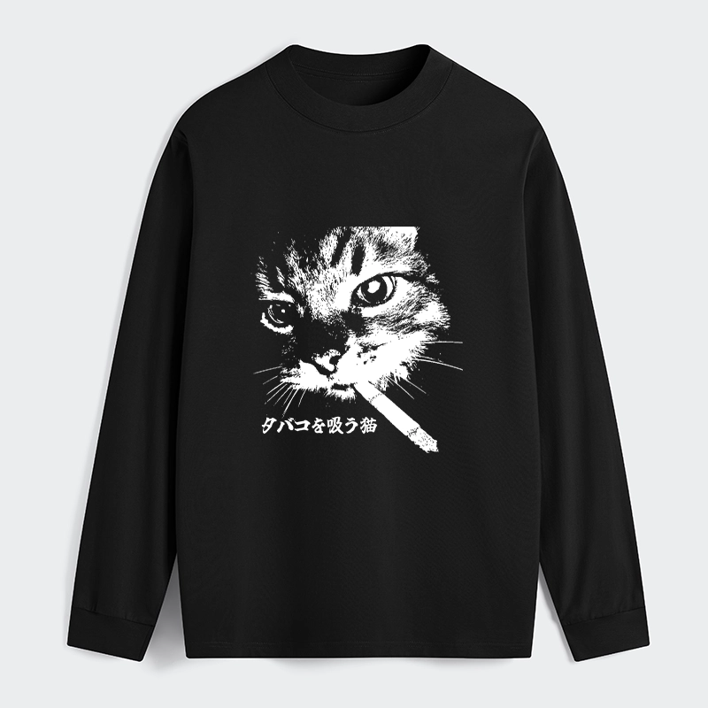Tokyo-Tiger Retro Cat Smoking Classic Long Sleeve T-Shirt