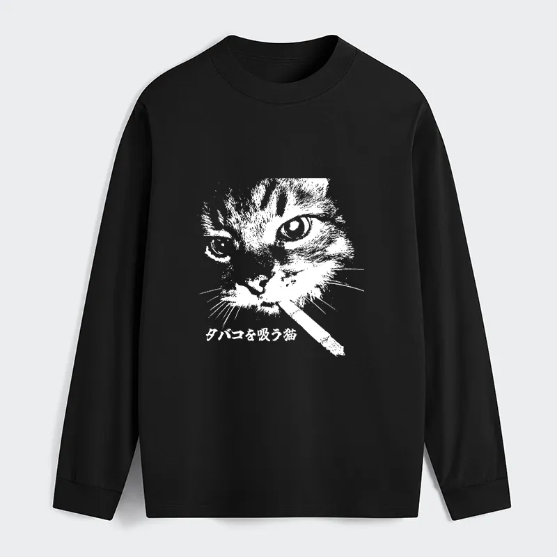 Tokyo-Tiger Retro Cat Smoking Classic Long Sleeve T-Shirt