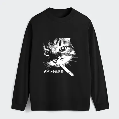 Tokyo-Tiger Retro Cat Smoking Classic Long Sleeve T-Shirt