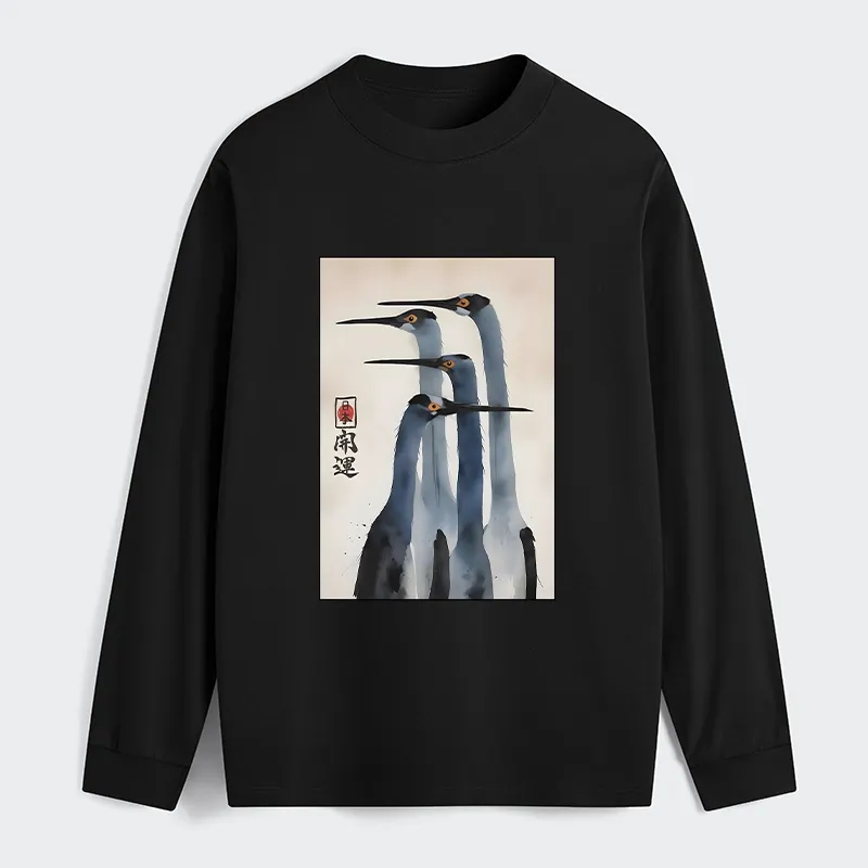 Tokyo-Tiger Retro Sandhill Crane Classic Long Sleeve T-Shirt Sale