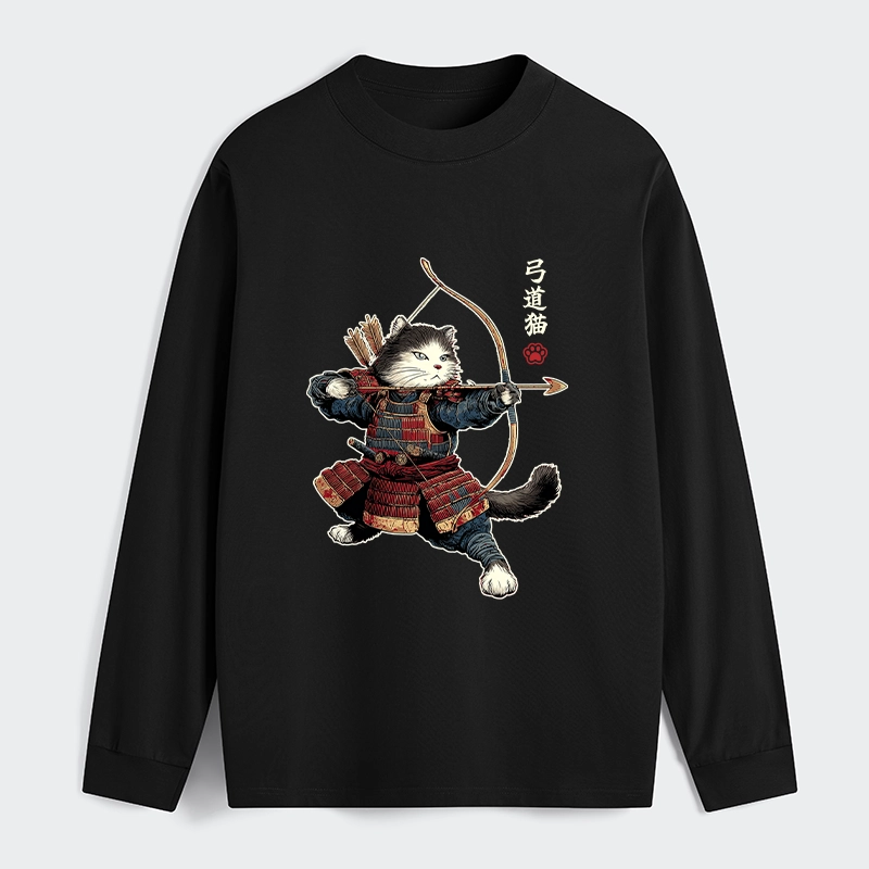 Tokyo-Tiger Kyudo Samurai Cat Classic Long Sleeve T-Shirt