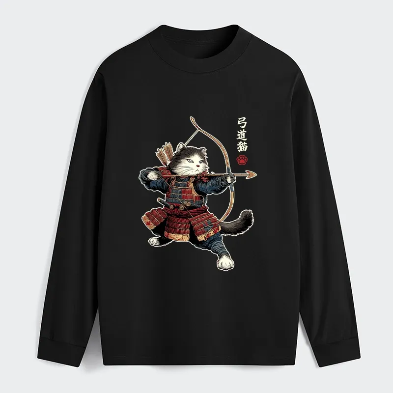 Tokyo-Tiger Kyudo Samurai Cat Classic Long Sleeve T-Shirt