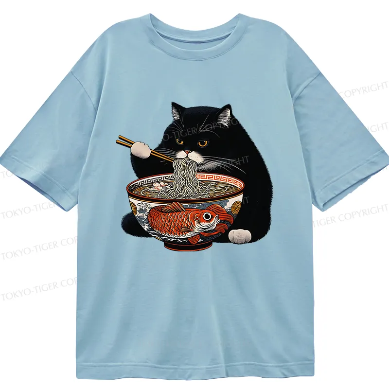 Tokyo-Tiger Fat Cat Eating Ramen Classic T-Shirt