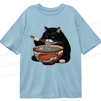 Tokyo-Tiger Fat Cat Eating Ramen Classic T-Shirt