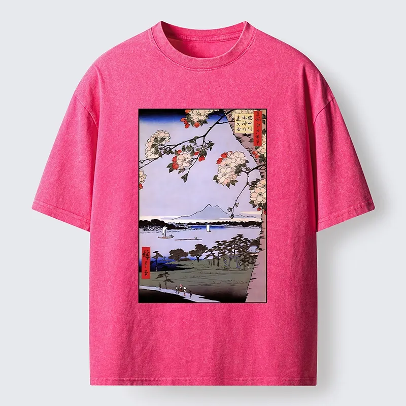 Tokyo-Tiger Vintage Japanese Print: Sakura And Fuji Washed T-Shirt