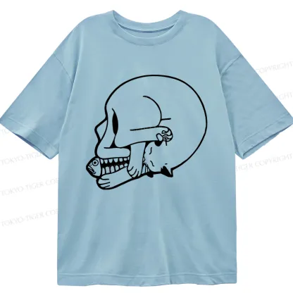 Tokyo-Tiger Funny Cat Eating Fish Classic T-Shirt