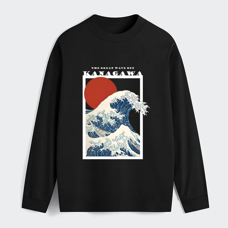 Tokyo-Tiger Minimalist Ukiyo-e Waves Classic Long Sleeve T-Shirt