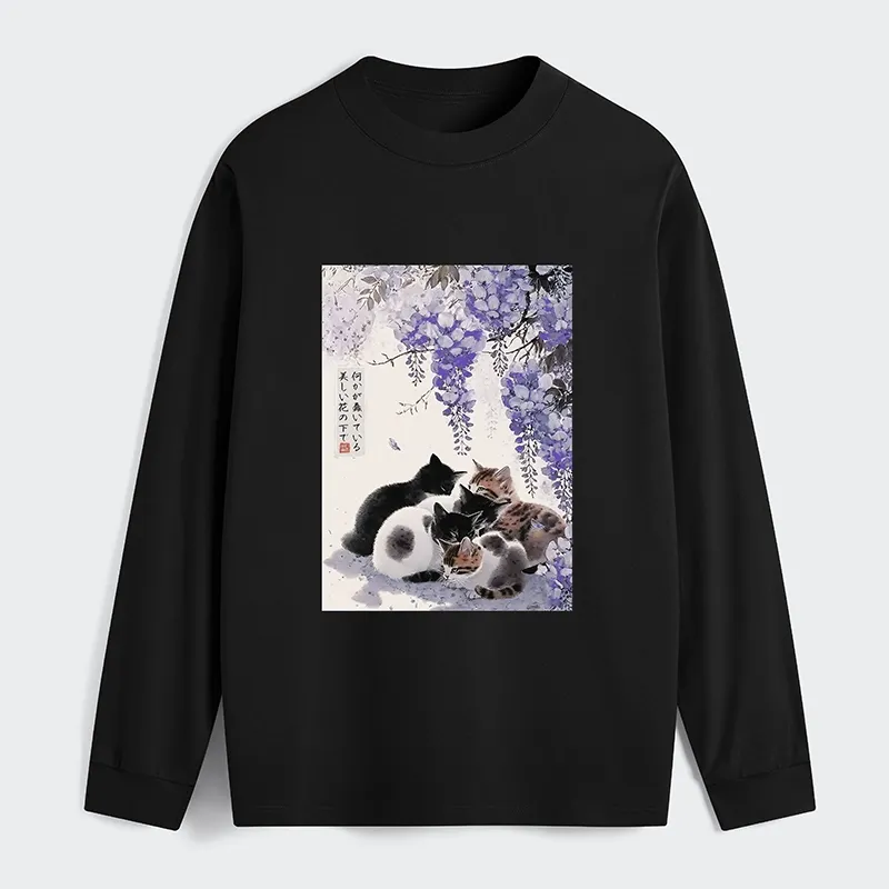 Tokyo-Tiger Cats plotting under the wisteria Classic Long Sleeve T-Shirt