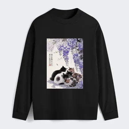 Tokyo-Tiger Cats plotting under the wisteria Classic Long Sleeve T-Shirt