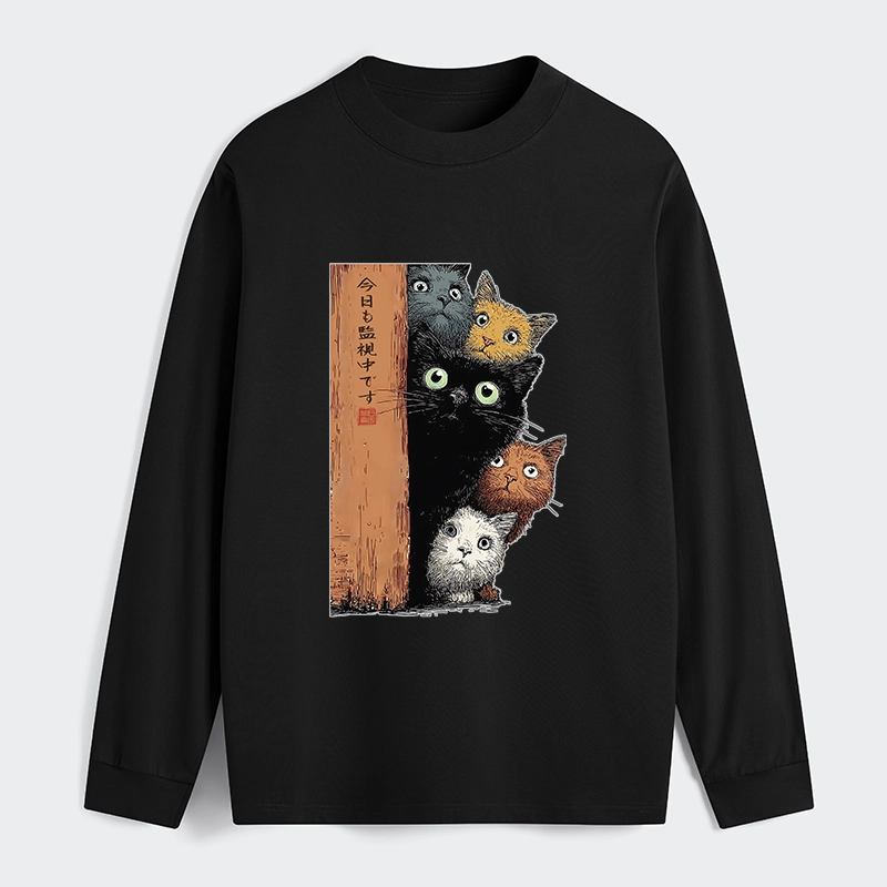 Tokyo-Tiger Five Cats Are Watching You Classic Long Sleeve T-Shirt