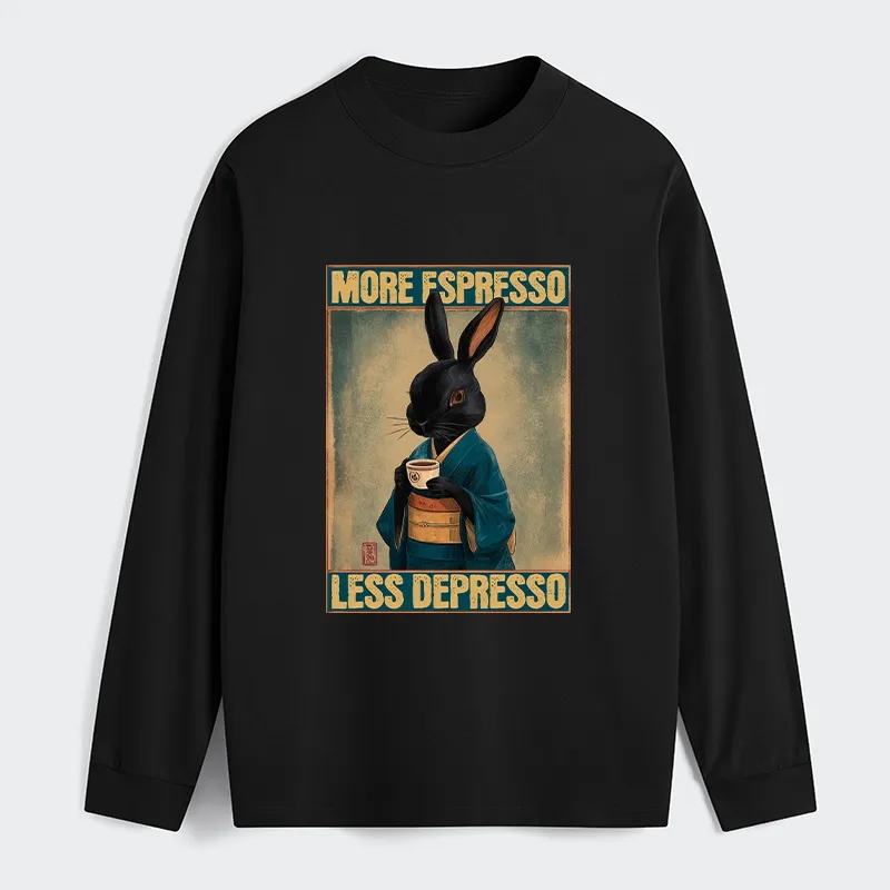 Tokyo-Tiger More Espresso Less Depresso Rabbit Classic Long Sleeve T-Shirt Sale