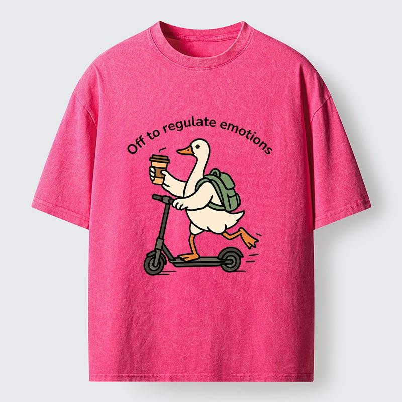 Tokyo-Tiger Scooter-Riding Duck’s Self-Care Washed T-Shirt