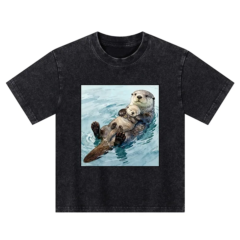 Tokyo-Tiger Adorable Sea Otters Kids Washed T-Shirt
