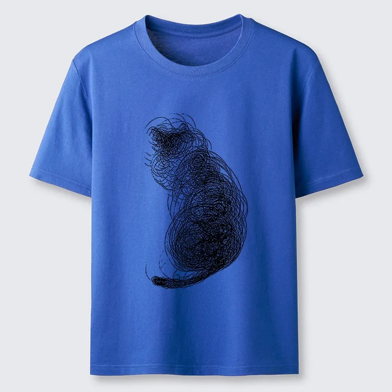 Tokyo-Tiger Chaotic Line Art Of A Curled Cat Classic T-Shirt