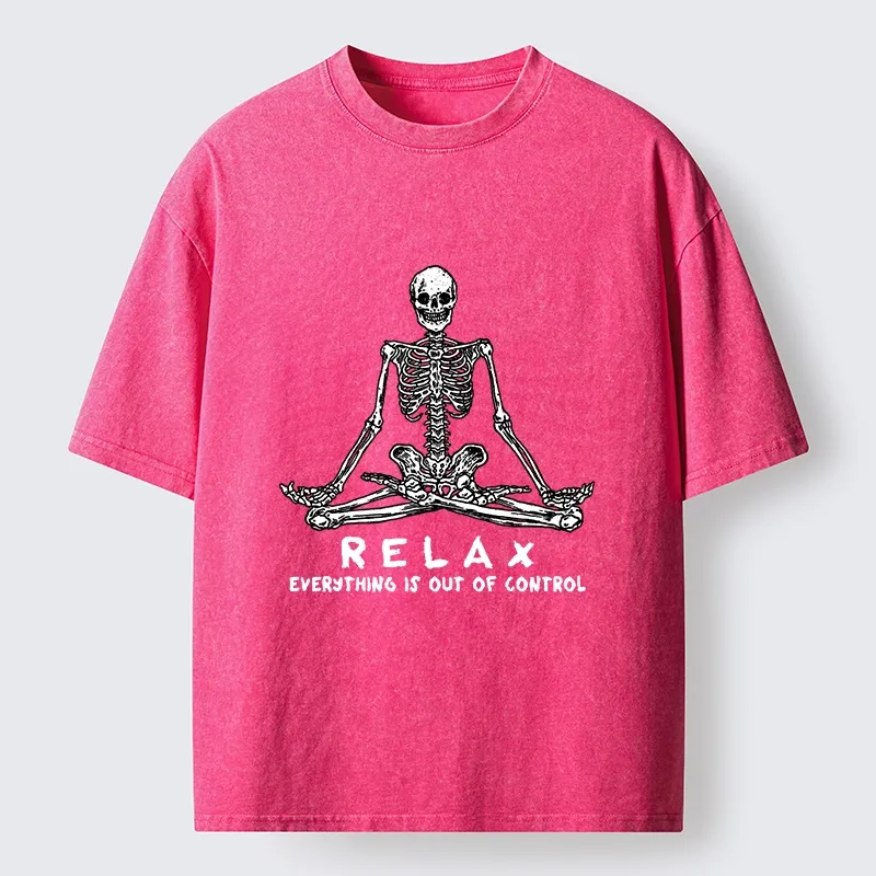 Tokyo-Tiger Skeleton Meditates Calmly Washed T-Shirt
