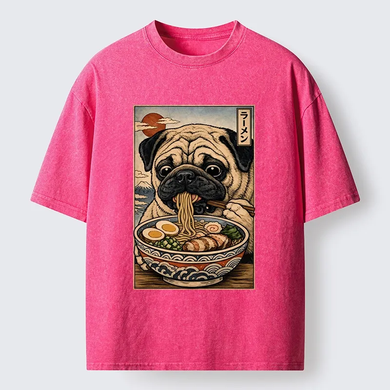 Tokyo-Tiger Ramen Time For The Pug Washed T-Shirt