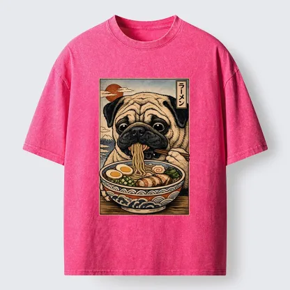 Tokyo-Tiger Ramen Time For The Pug Washed T-Shirt