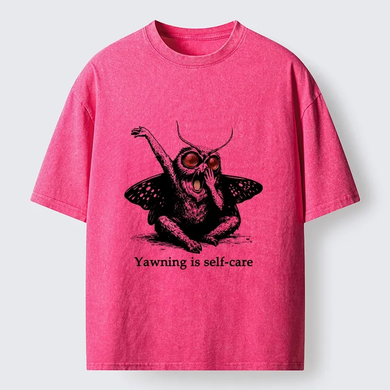 Tokyo-Tiger Yawning Is The Best Self Care Washed T-Shirt