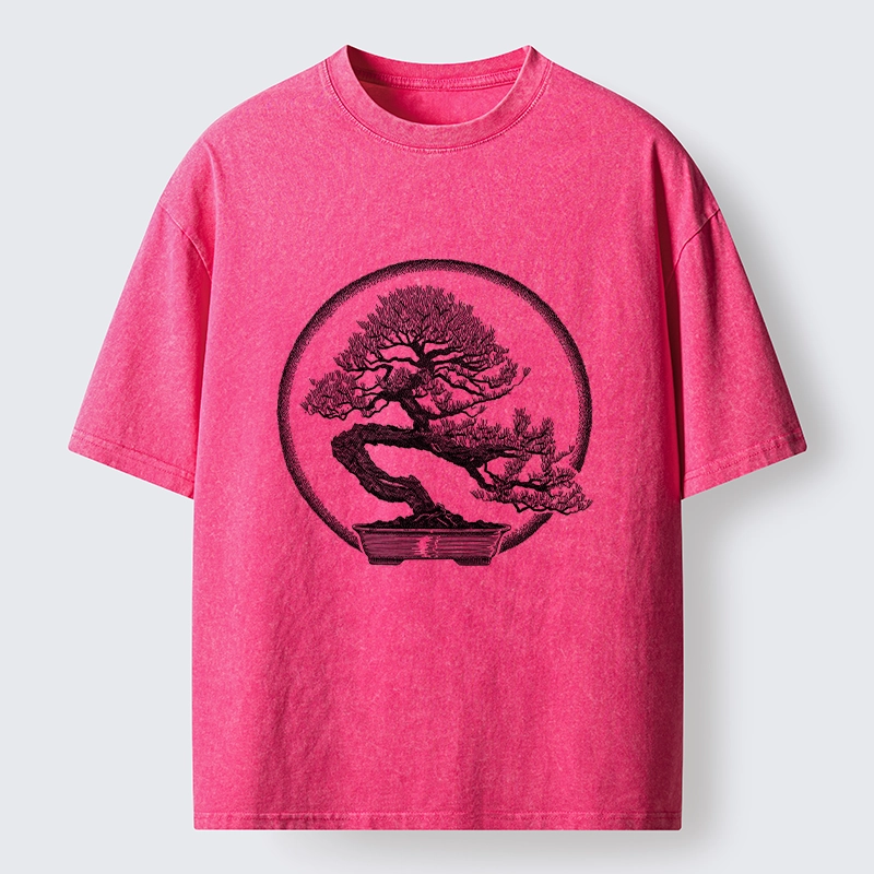 Tokyo-Tiger Bonsai Pine Tree Art Washed T-Shirt