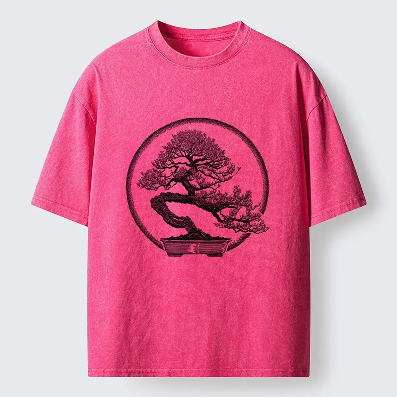 Tokyo-Tiger Bonsai Pine Tree Art Washed T-Shirt