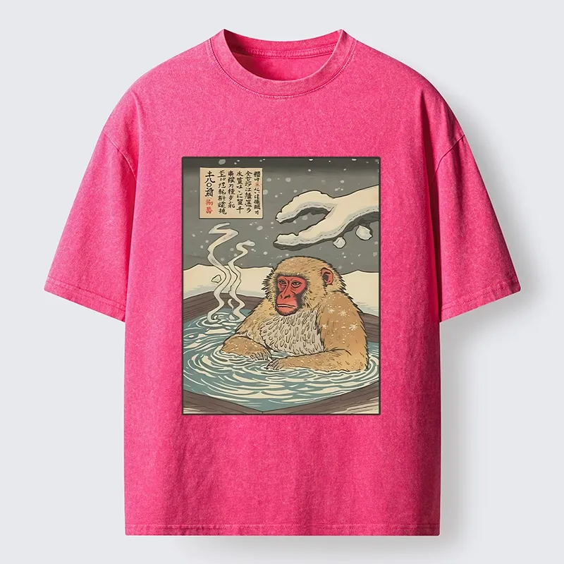 Tokyo-Tiger Japanese Snow Monkey Onsen Washed T-Shirt