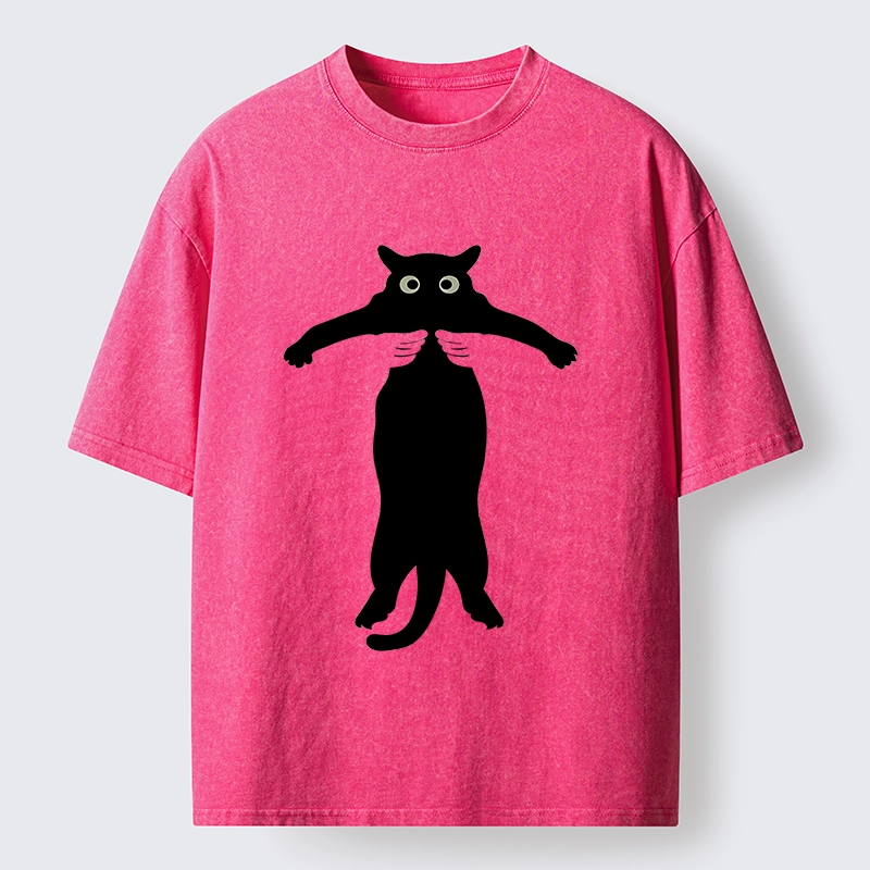 Tokyo-Tiger Black Cat Held By Hands Washed T-Shirt