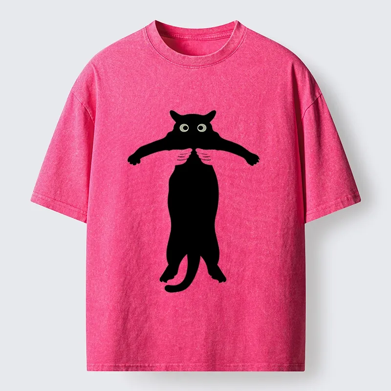 Tokyo-Tiger Black Cat Held By Hands Washed T-Shirt
