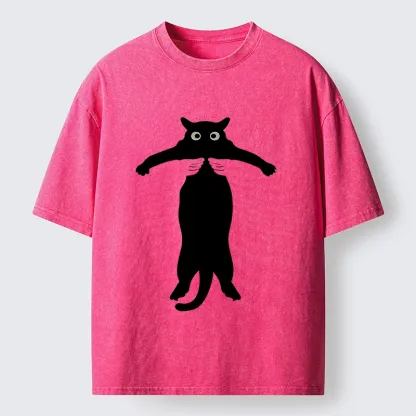 Tokyo-Tiger Black Cat Held By Hands Washed T-Shirt
