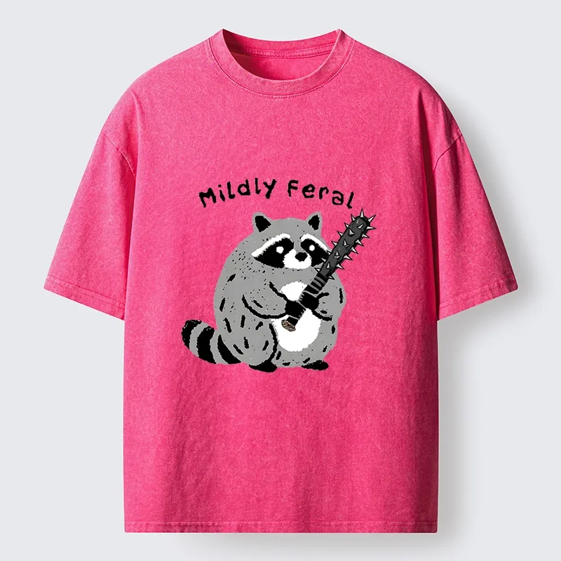 Tokyo-Tiger Cute But Feral Raccoon Cartoon Washed T-Shirt Sale