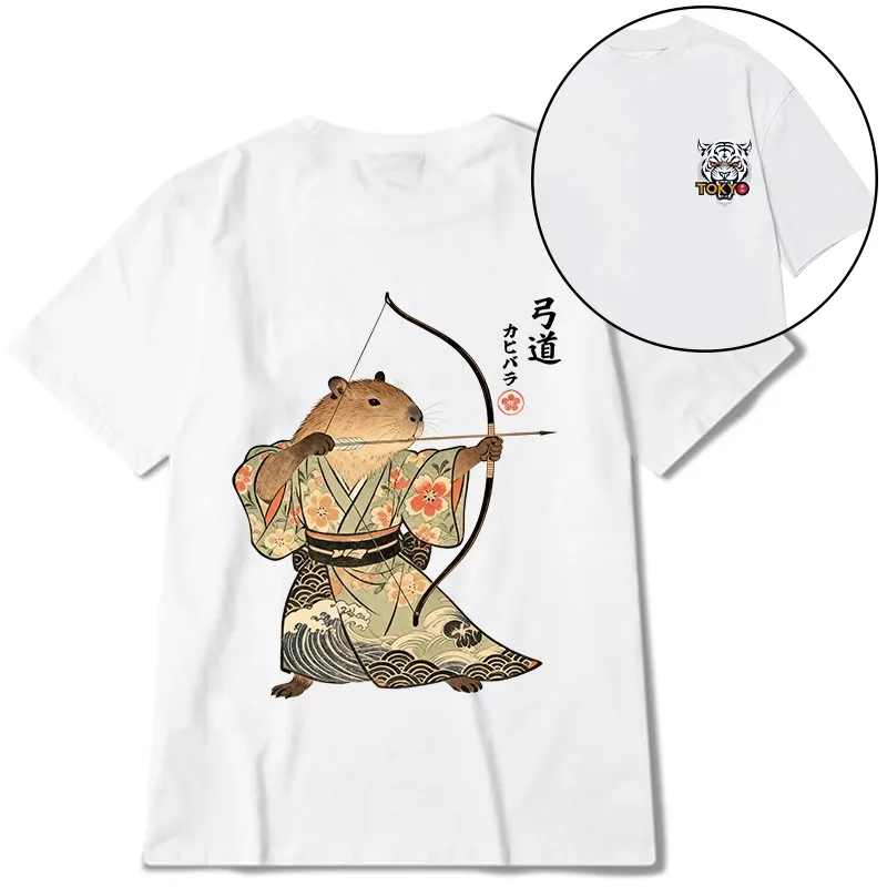 Tokyo-Tiger Capybara Archery Front Back Classic T-Shirt Sale