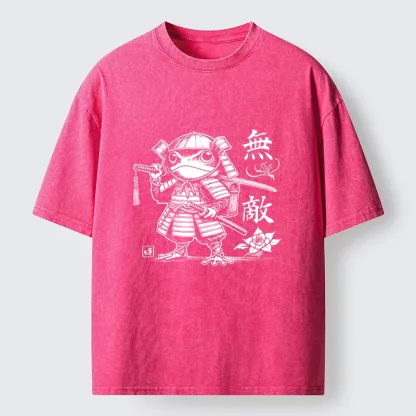 Tokyo-Tiger Samurai Frog Warrior Washed T-Shirt