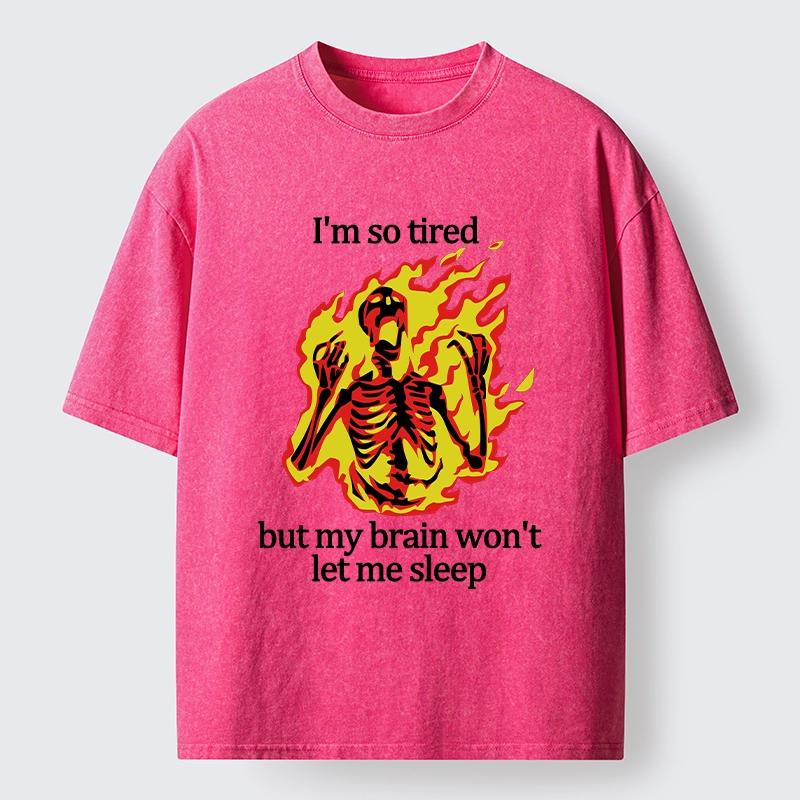 Tokyo-Tiger Tired Skeleton On Fire Washed T-Shirt