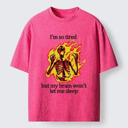 Tokyo-Tiger Tired Skeleton On Fire Washed T-Shirt