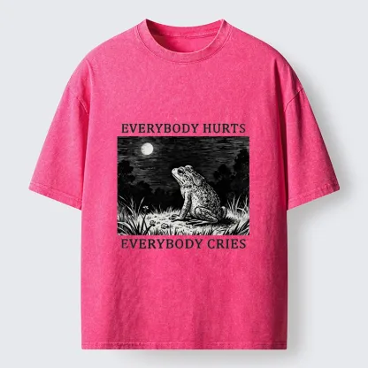 Tokyo-Tiger Lonely Frog Under Moonlight Washed T-Shirt