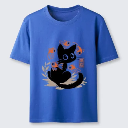Tokyo-Tiger Curious Black Cat Among Fish Classic T-Shirt
