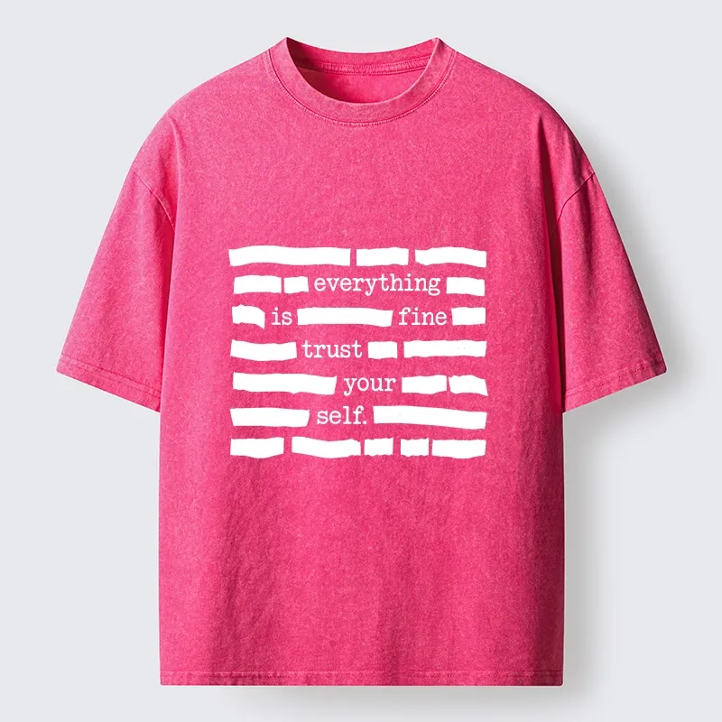 Tokyo-Tiger Funny Meme Everything Is Fine Washed T-Shirt