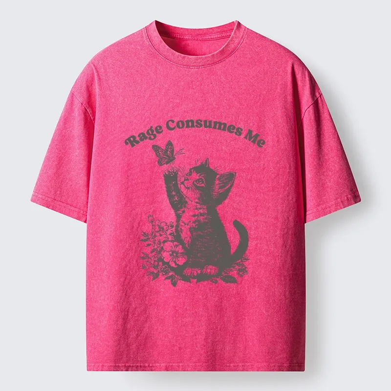 Tokyo-Tiger Rage Consumes Me Kitten Meme Washed T-Shirt