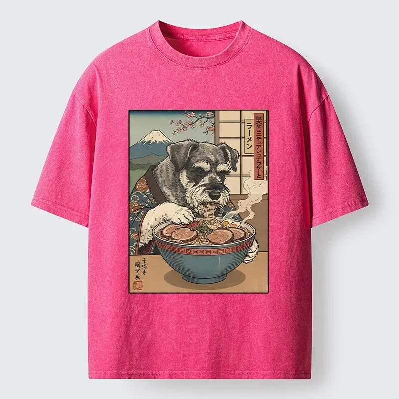 Tokyo-Tiger Dog Ramen Meme Washed T-Shirt