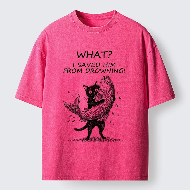 Tokyo-Tiger Cat Claims Fish Saving Meme Washed T-Shirt