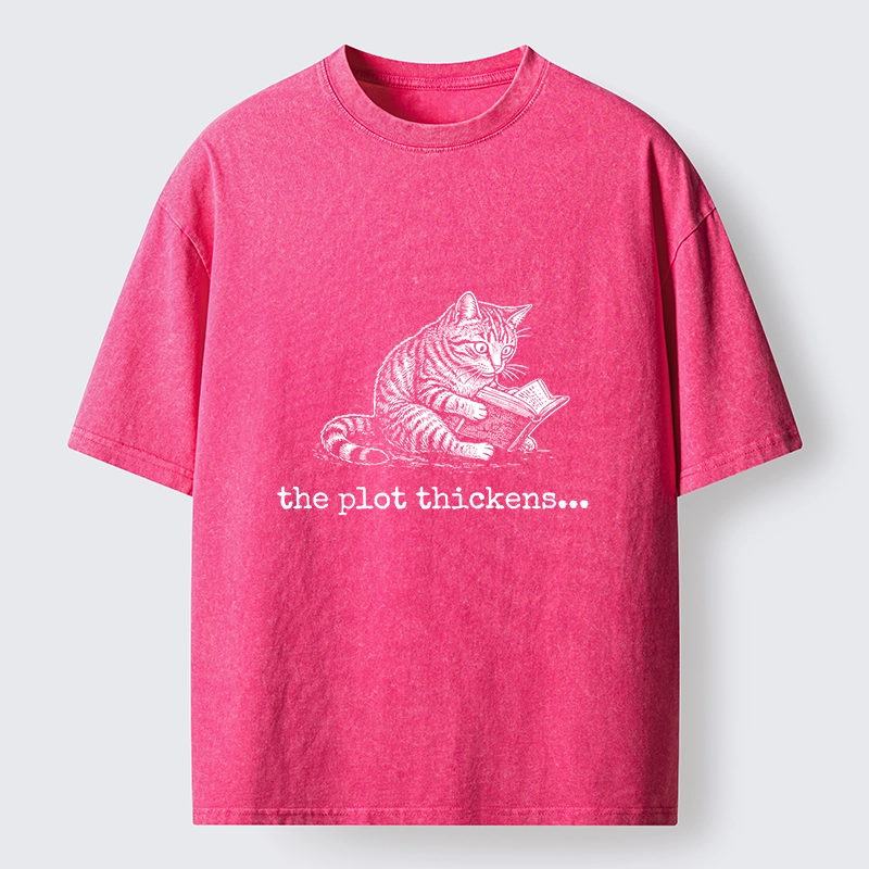 Tokyo-Tiger Meme Cat Reading Mystery Book Washed T-Shirt
