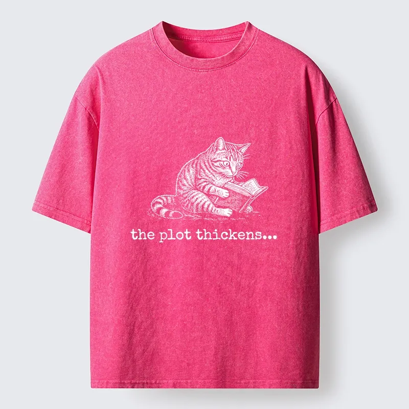 Tokyo-Tiger Meme Cat Reading Mystery Book Washed T-Shirt