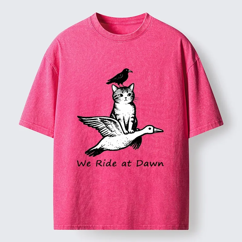 Tokyo-Tiger Funny We Ride At Dawn Washed T-Shirt