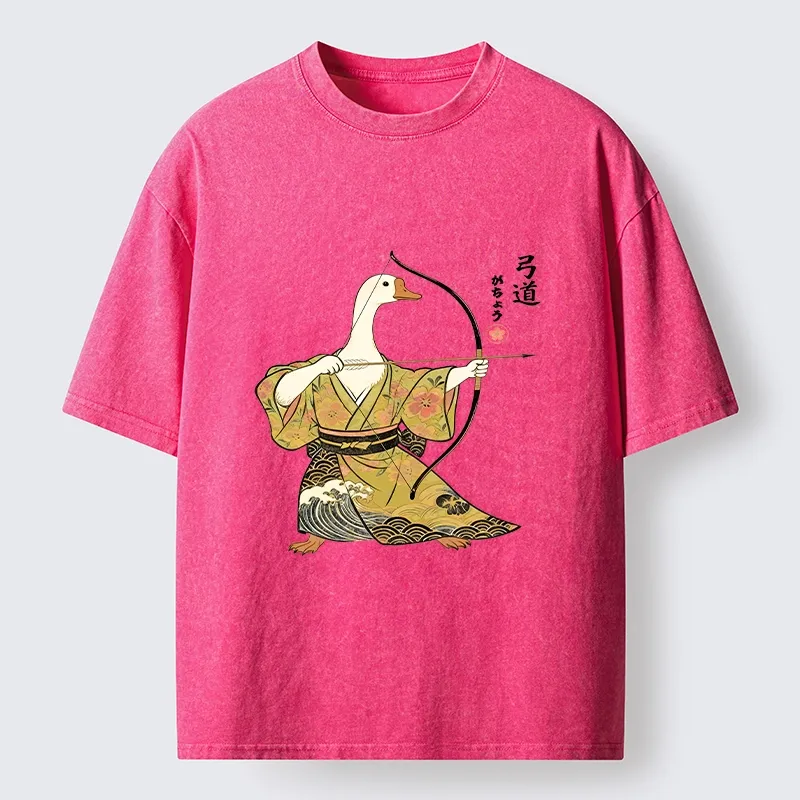 Tokyo-Tiger Goose In Kimono With Bow Washed T-Shirt