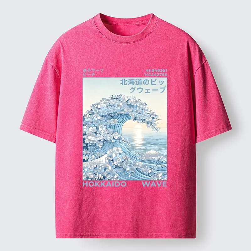 Tokyo-Tiger Crystal Great Wave Art Washed T-Shirt
