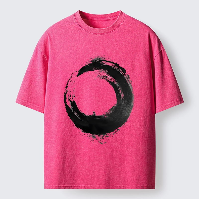 Tokyo-Tiger Zen Boat Man In Ink Circle Washed T-Shirt
