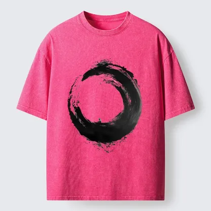 Tokyo-Tiger Zen Boat Man In Ink Circle Washed T-Shirt