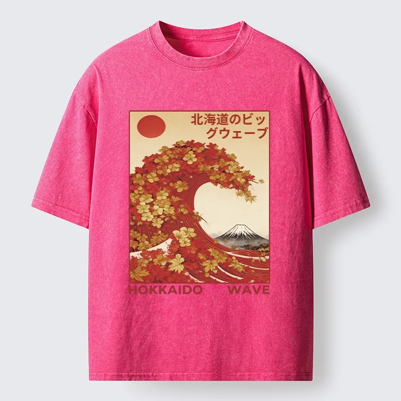 Tokyo-Tiger Hokkaido Wave Fall Leaves Washed T-Shirt