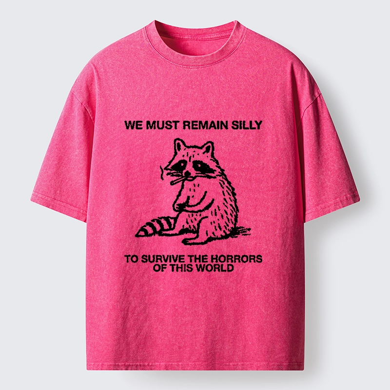 Tokyo-Tiger Silly Raccoon Survive World Meme Washed T-Shirt