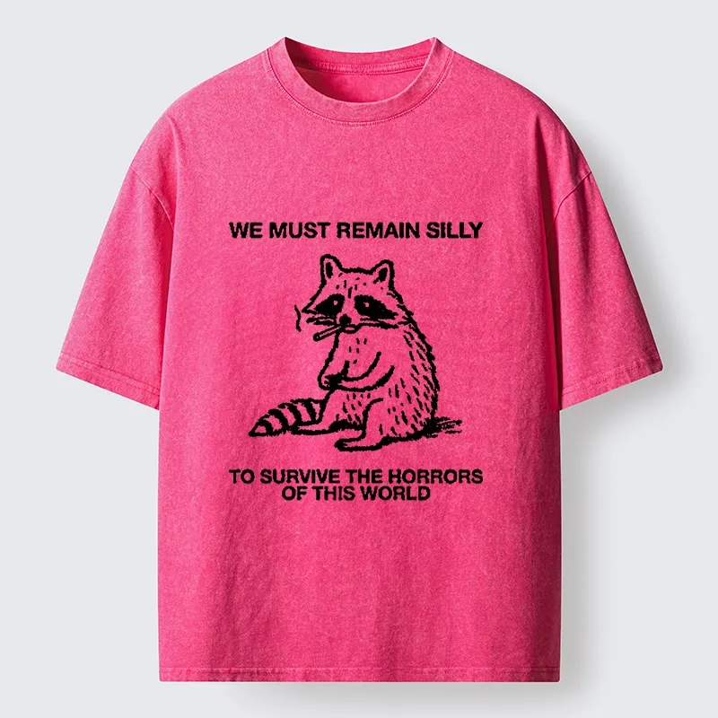 Tokyo-Tiger Silly Raccoon Survive World Meme Washed T-Shirt